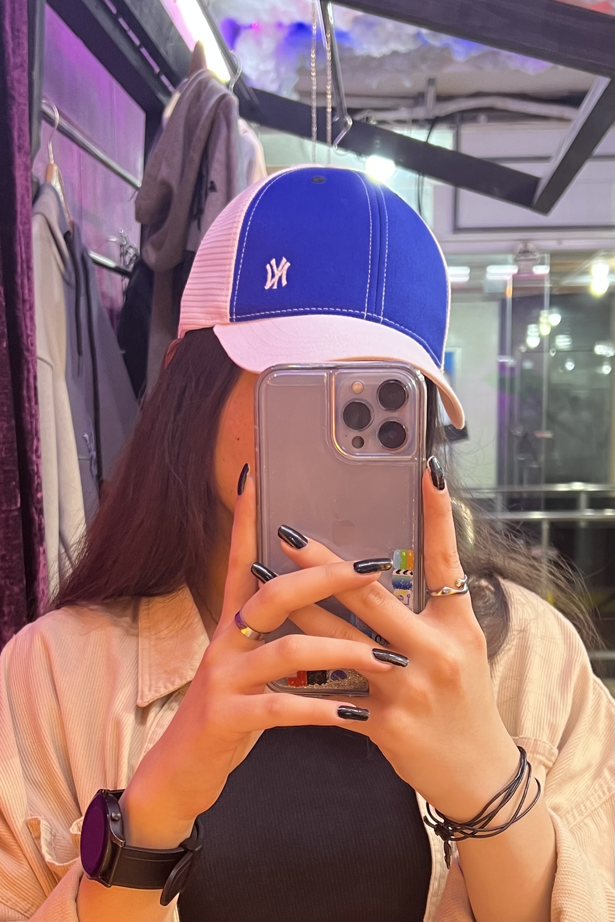 کلاه آفتابی NY گلدوزی آبی